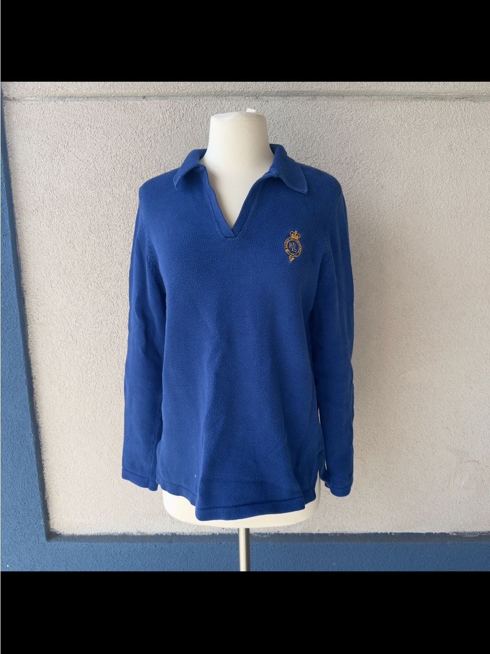 Ralph Lauren Blue Knit Collared Sweater